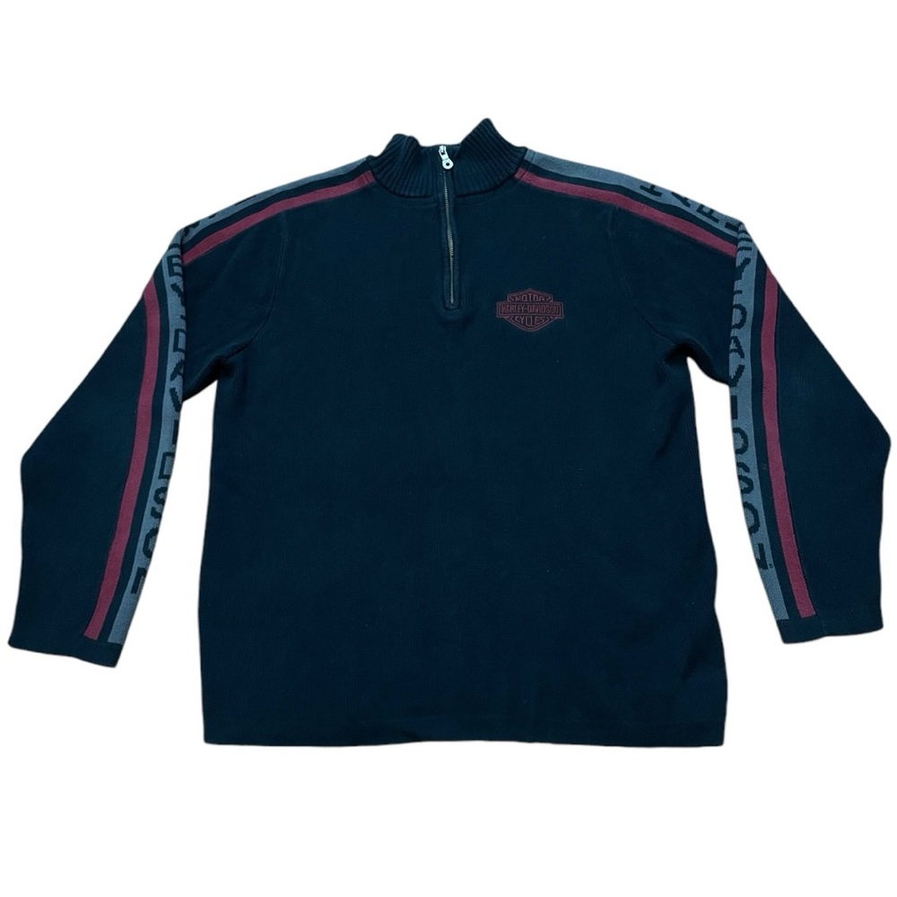 Black Harley-Davidson Knitted Quarter Zip Up Sweater (M)